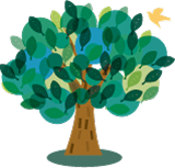 区切り装飾:施設の成長を表現した木のイラスト